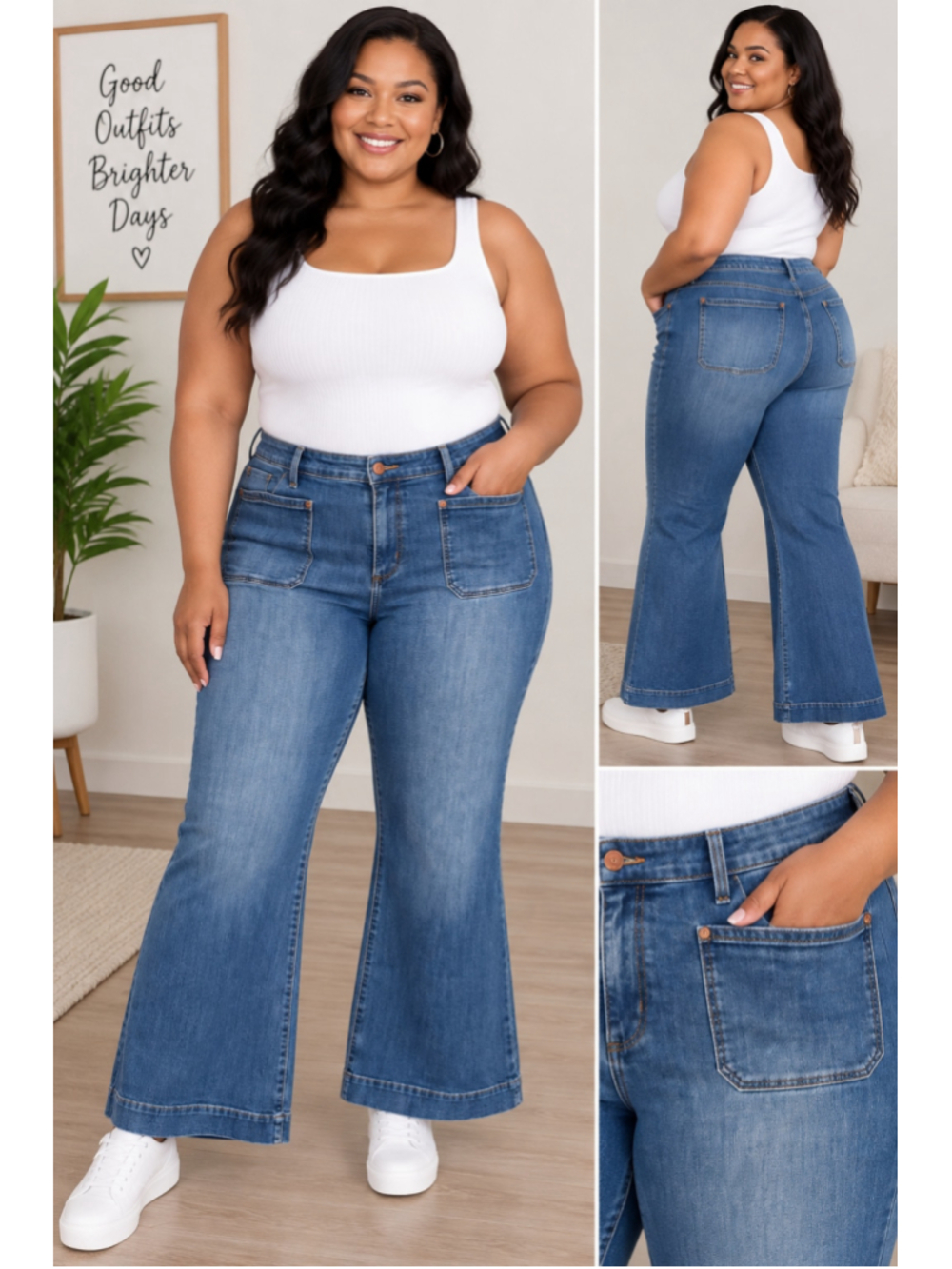 Ava & Viv Flare Blue Jeans Women's Plus Size 26 NWT